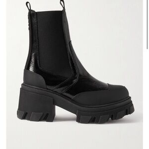 Ganni platform patent leather rain boots